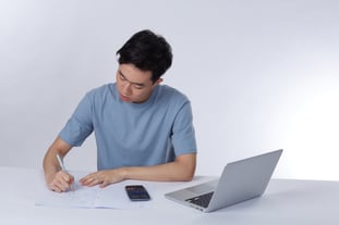 JC student at The Learning Lab doing mock assessments to prepare for A-Levels