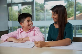 Teacher guiding student in a personalised maths plan at The Learning Lab